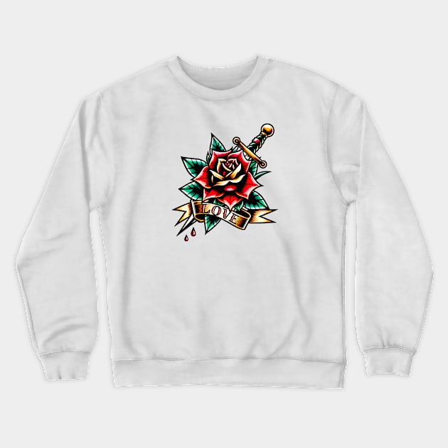 Rose Tattoo Crewneck Sweatshirt by Brand X Graffix